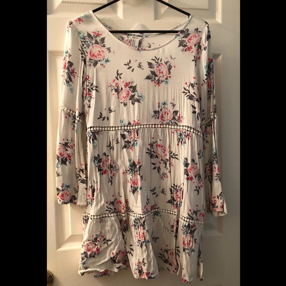 white floral boho dress